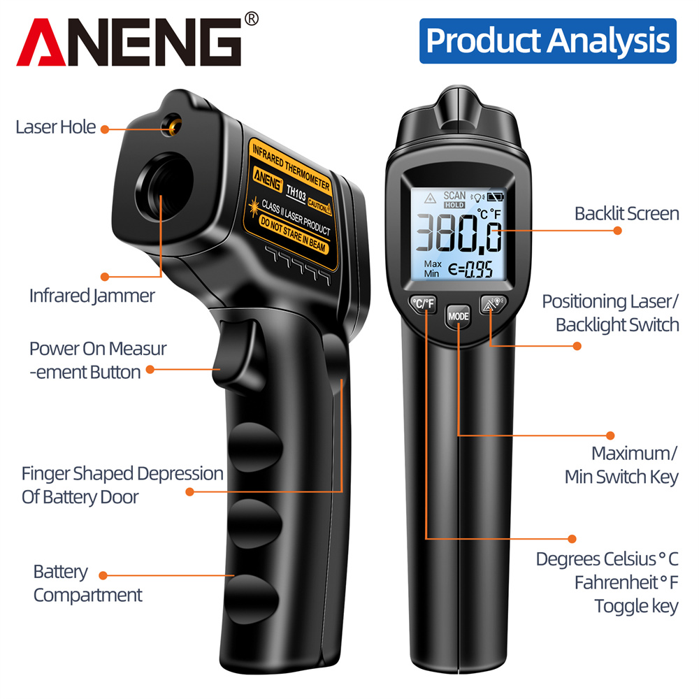 Инфракрасный лазерный термомет – обзор и цена Industrial Laser Temperature Gun