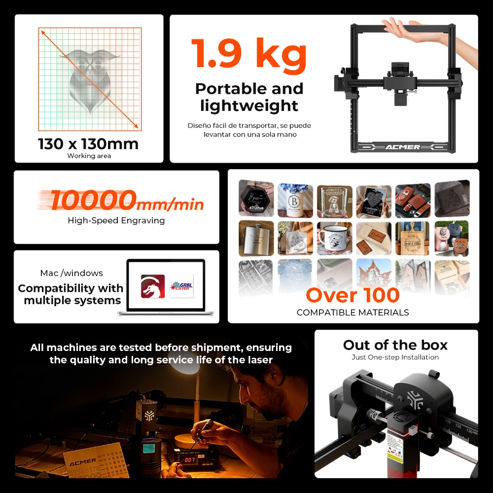 ACMER S1 6W/3.5W/2.5W Миниатюр – обзор и цена Industrial Handheld Laser Engraver